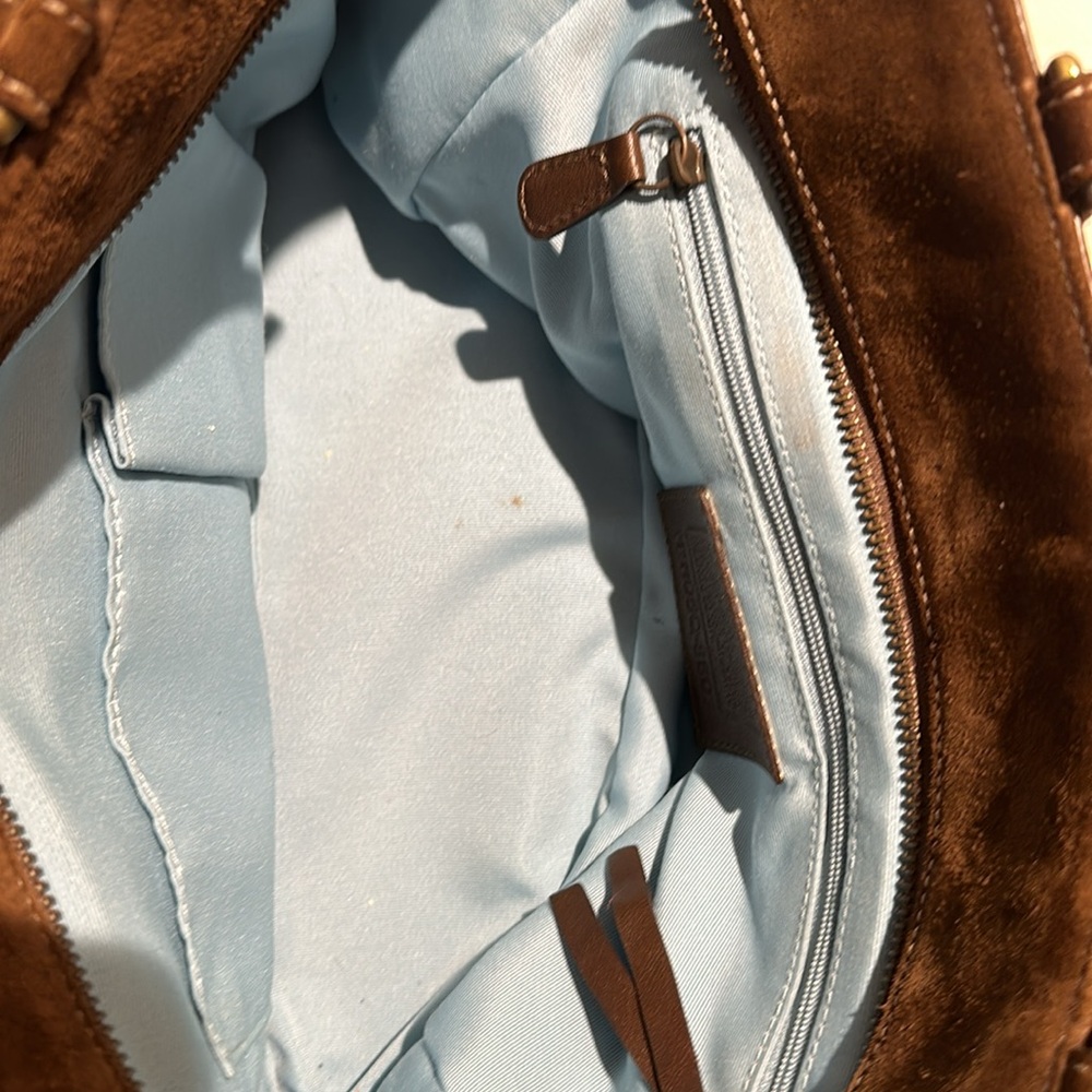 Vintage Practically New Condition Coach Leather Suede Brown w/ Blue - Picture 8 of 13